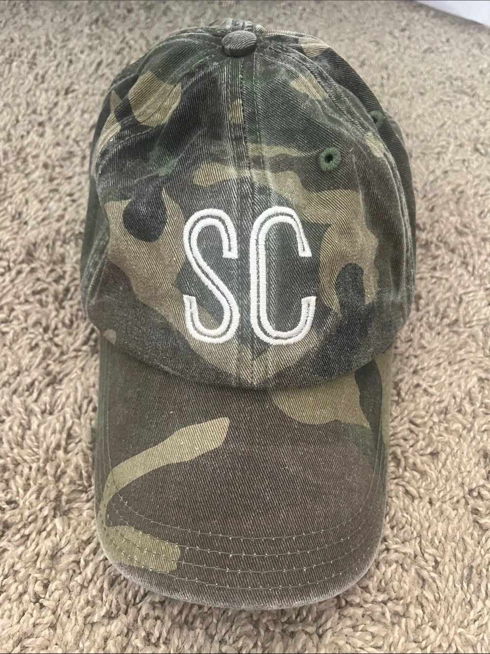 Camo Women’s Baseball Cap with White SC Embroidery